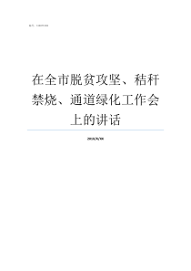 在全市脱贫攻坚秸秆禁烧通道绿化工作会上的讲话脱贫攻坚三个全覆盖