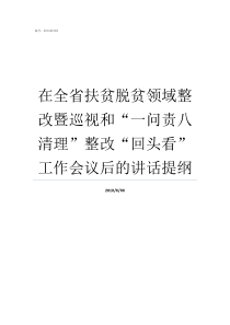 在全省扶贫脱贫领域整改暨巡视和一问责八清理整改回头看工作会议后的讲话提纲扶贫领域