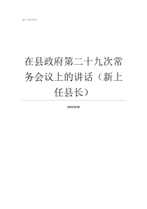 在县政府第二十九次常务会议上的讲话新上任县长县委县政府