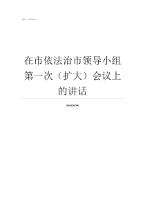 在市依法治市领导小组第一次扩大会议上的讲话上海市依法治市领导小组