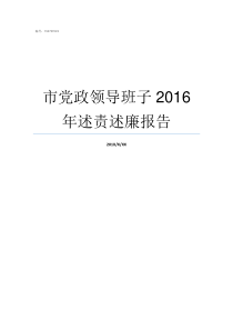 市党政领导班子2016年述责述廉报告党政班子成员