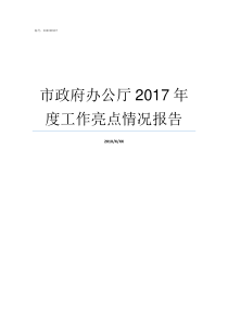 市政府办公厅2017年度工作亮点情况报告