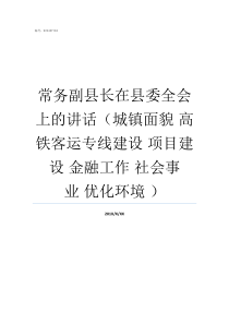 常务副县长在县委全会上的讲话城镇面貌nbsp高铁客运专线建设nbsp项目建设nbsp金融工作nbsp