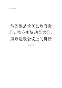 常务副县长在县政府全会招商引资动员大会廉政建设会议上的讲话县常务副县长