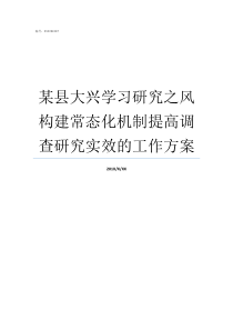 某县大兴学习研究之风构建常态化机制提高调查研究实效的工作方案