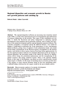 Regional Disparities and Economic Growth in Russia