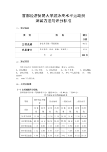 游泳高水平运动员测试表