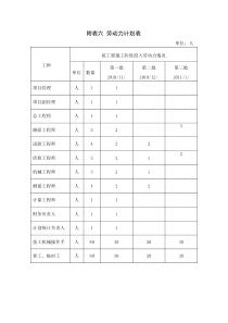 附表六-劳动力计划表