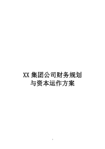 XX集团公司财务规划与资本运作方案