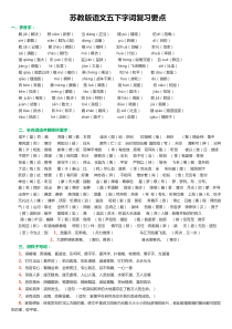 2016年苏教版小学五年级语文下册字词复习要点