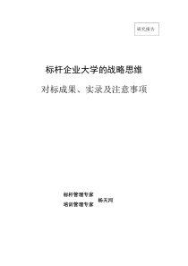 标杆企业大学的战略思维对标成果、实录与注意事项(杨天河)