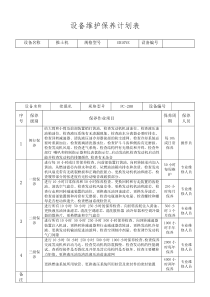 设备维护保养计划表