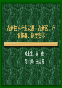 高新技术产业发展高新区、产业集群、制度安排