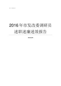 2016年市发改委调研员述职述廉述效报告