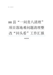 xx县一问责八清理项目落地难问题清理整改回头看工作汇报