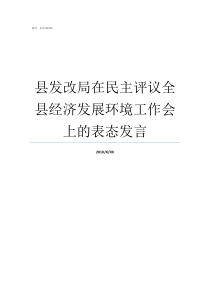 县发改局在民主评议全县经济发展环境工作会上的表态发言县发改局