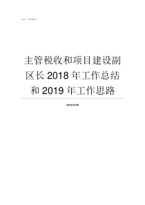 主管税收和项目建设副区长2018年工作总结和2019年工作思路纳税调减项目有哪些