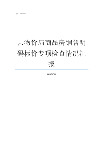 县物价局商品房销售明码标价专项检查情况汇报常州市物价局房价备案