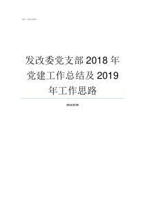 发改委党支部2018年党建工作总结及2019年工作思路2019党支部会议记录