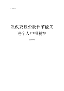 发改委投资股长节能先进个人申报材料