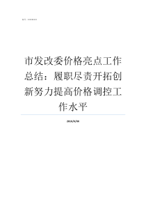 市发改委价格亮点工作总结履职尽责开拓创新努力提高价格调控工作水平发改委工作