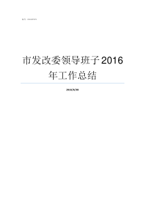 市发改委领导班子2016年工作总结