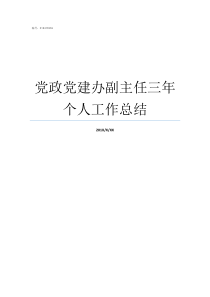 党政党建办副主任三年个人工作总结