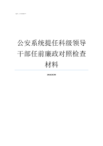 公安系统提任科级领导干部任前廉政对照检查材料