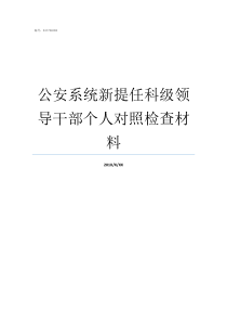 公安系统新提任科级领导干部个人对照检查材料