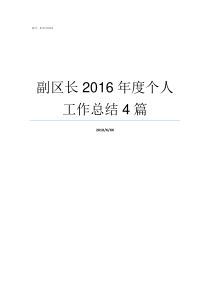 副区长2016年度个人工作总结4篇