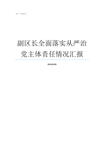 副区长全面落实从严治党主体责任情况汇报区人民政府副区长