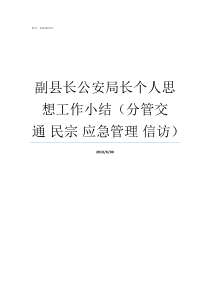 副县长公安局长个人思想工作小结分管交通nbsp民宗nbsp应急管理nbsp信访副县长大还是县公安局长