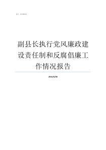 副县长执行党风廉政建设责任制和反腐倡廉工作情况报告