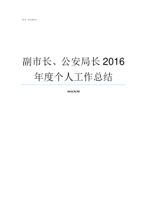 副市长公安局长2016年度个人工作总结市长能管公安局长吗