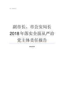 副市长市公安局长2018年落实全面从严治党主体责任报告