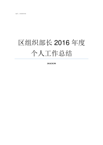 区组织部长2016年度个人工作总结