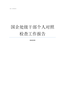 国企处级干部个人对照检查工作报告国企科级干部