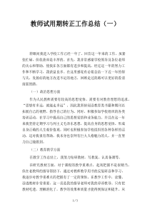 教师试用期转正工作总结(一)