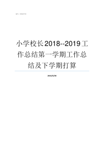 小学校长20182019工作总结第一学期工作总结及下学期打算小学校长