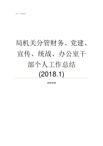 局机关分管财务党建宣传统战办公室干部个人工作总结20181