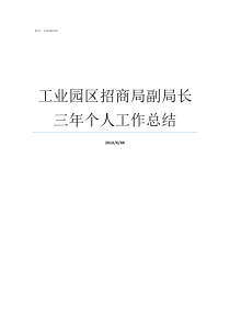 工业园区招商局副局长三年个人工作总结苏州工业园招商局