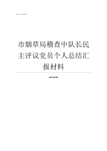 市烟草局稽查中队长民主评议党员个人总结汇报材料烟草稽查中队长级别