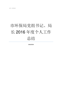 市环保局党组书记局长2016年度个人工作总结