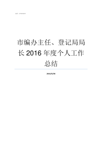 市编办主任登记局局长2016年度个人工作总结