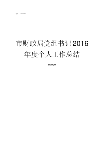 市财政局党组书记2016年度个人工作总结