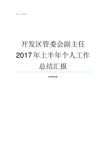 开发区管委会副主任2017年上半年个人工作总结汇报