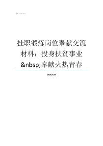 挂职锻炼岗位奉献交流材料投身扶贫事业nbsp奉献火热青春卫健委挂职锻炼交流