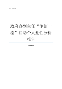 政府办副主任争创一流活动个人党性分析报告政府办副主任能管什么