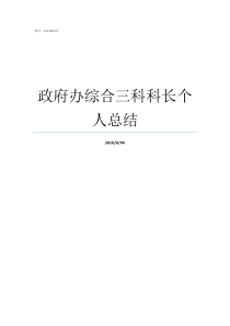 政府办综合三科科长个人总结市政府信息科科长