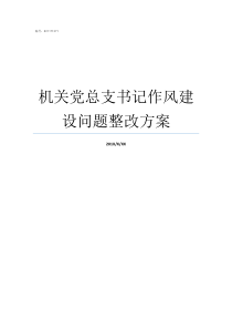 机关党总支书记作风建设问题整改方案